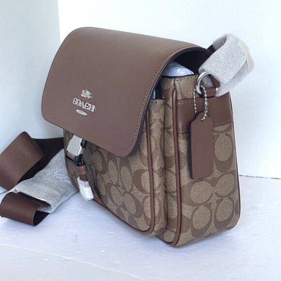 Coach Pace Messenger Bag Brown Signature Canvas Leather Unisex - Picture 9 of 9